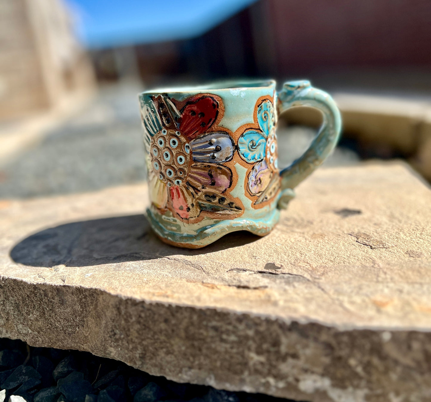 Multi color flower mug