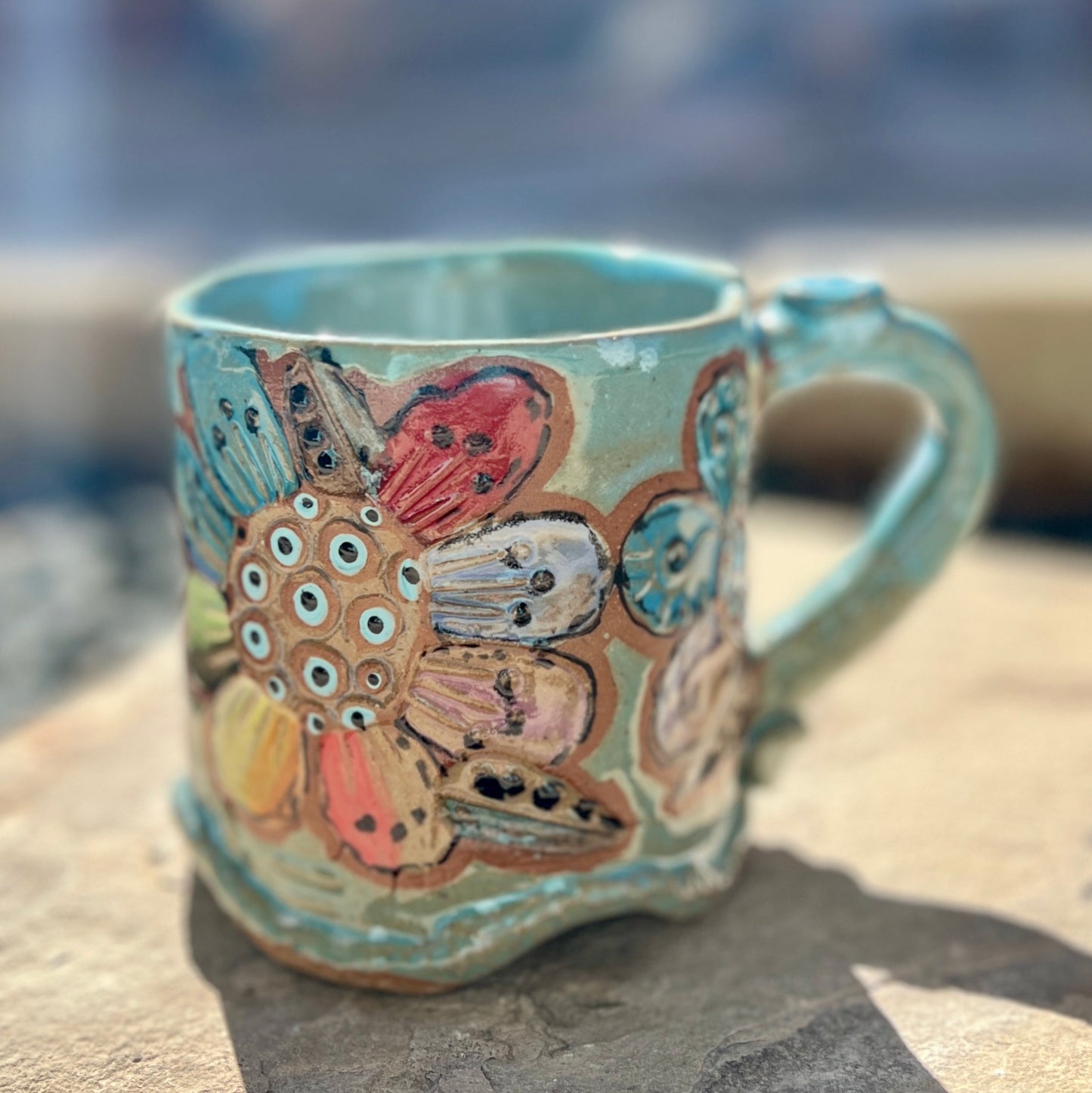 Multi color flower mug