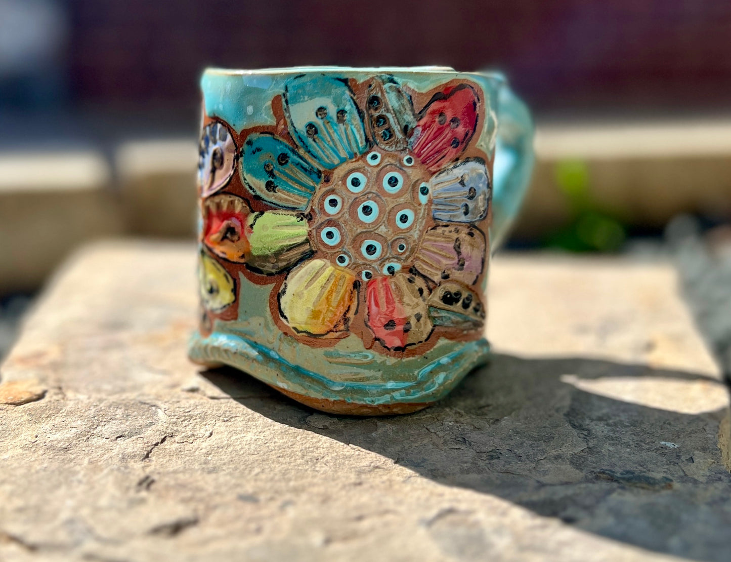 Multi color flower mug