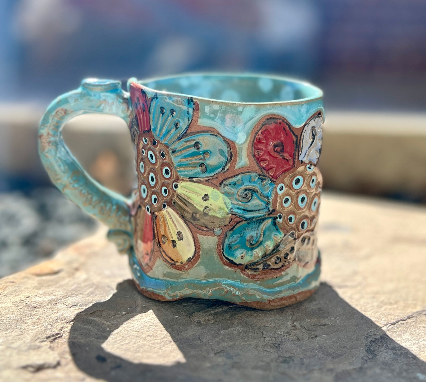 Multi color flower mug