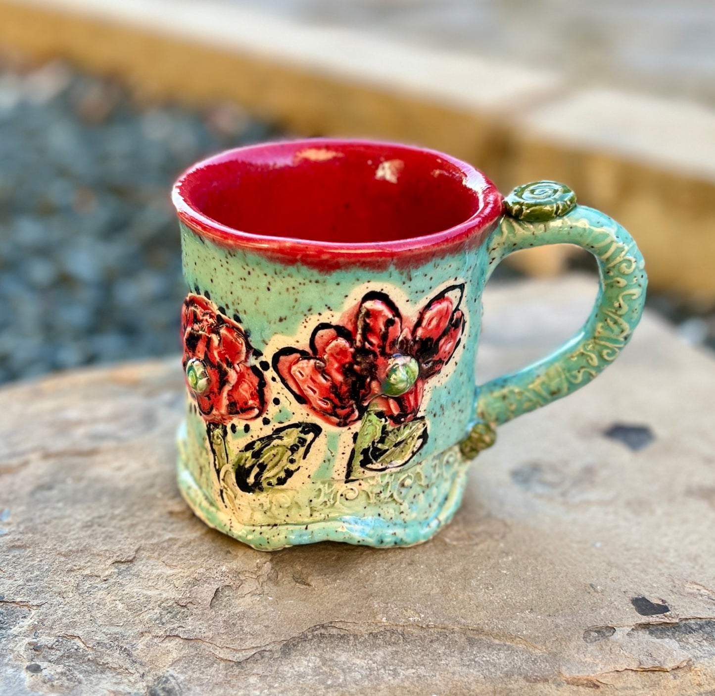 Red Whimsy Poppies Mug