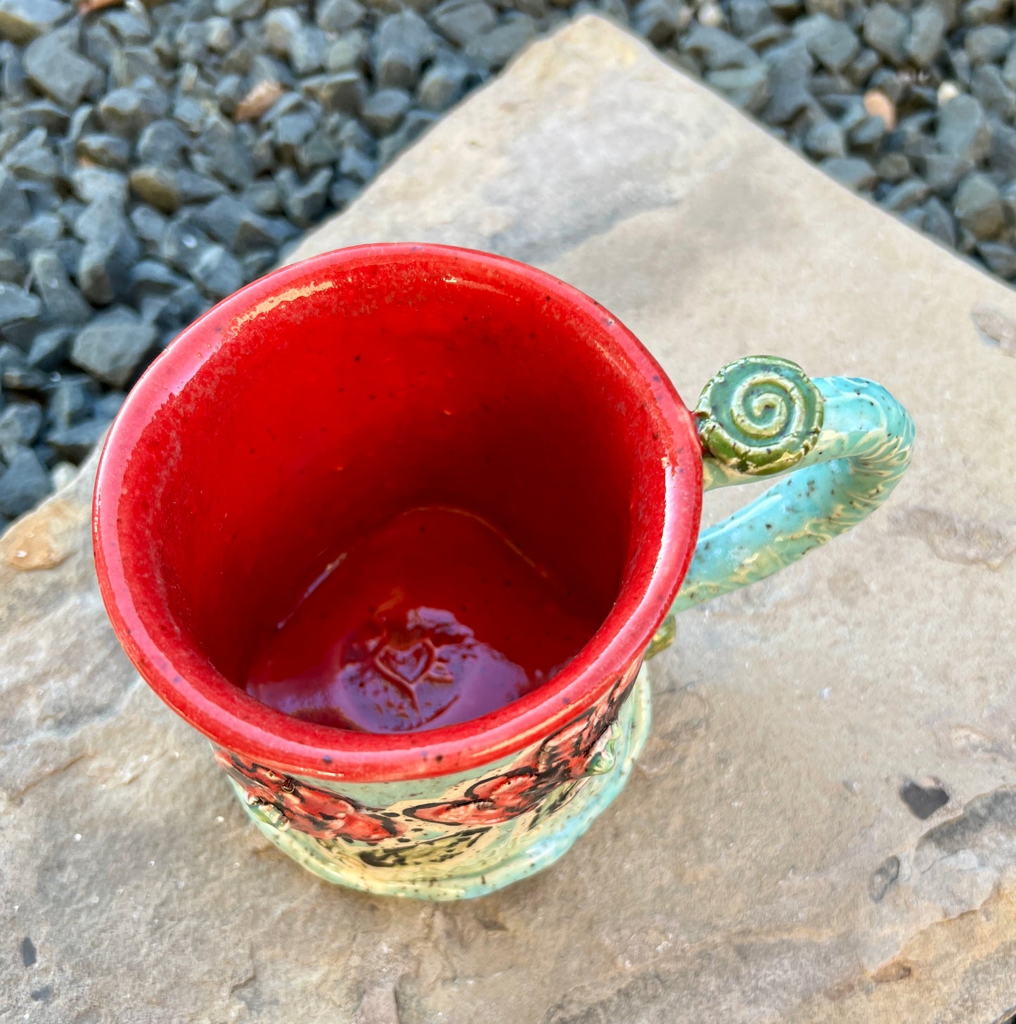 Red Whimsy Poppies Mug